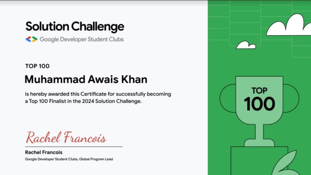 Global Top 100 Finalist GDSC Solution Challenge 2024