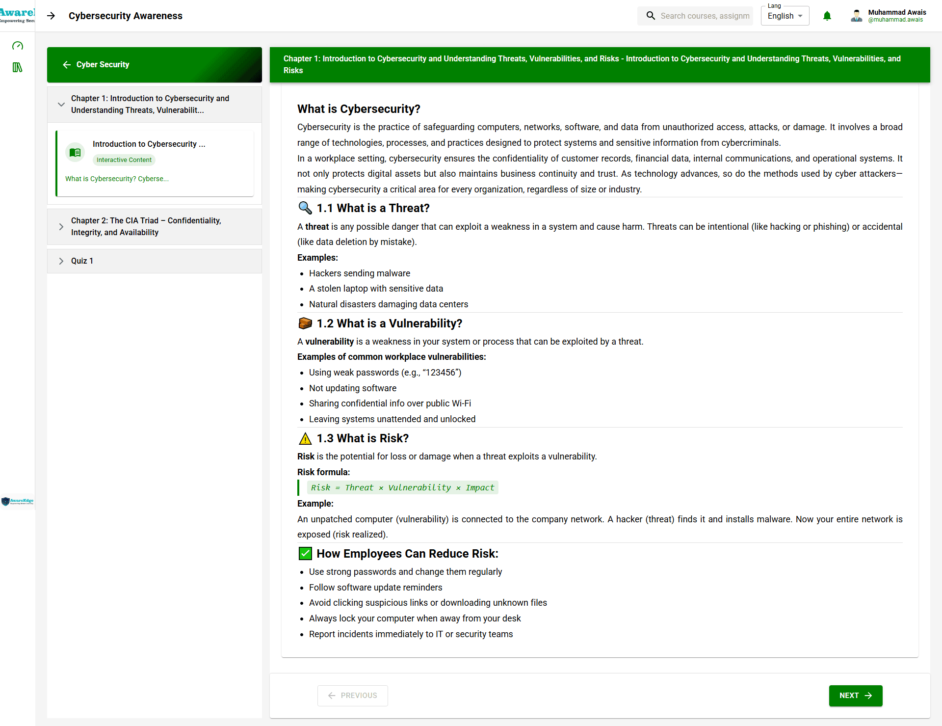 Aware Edge — Learning Management System (LMS) admin and learner portal screenshot 3