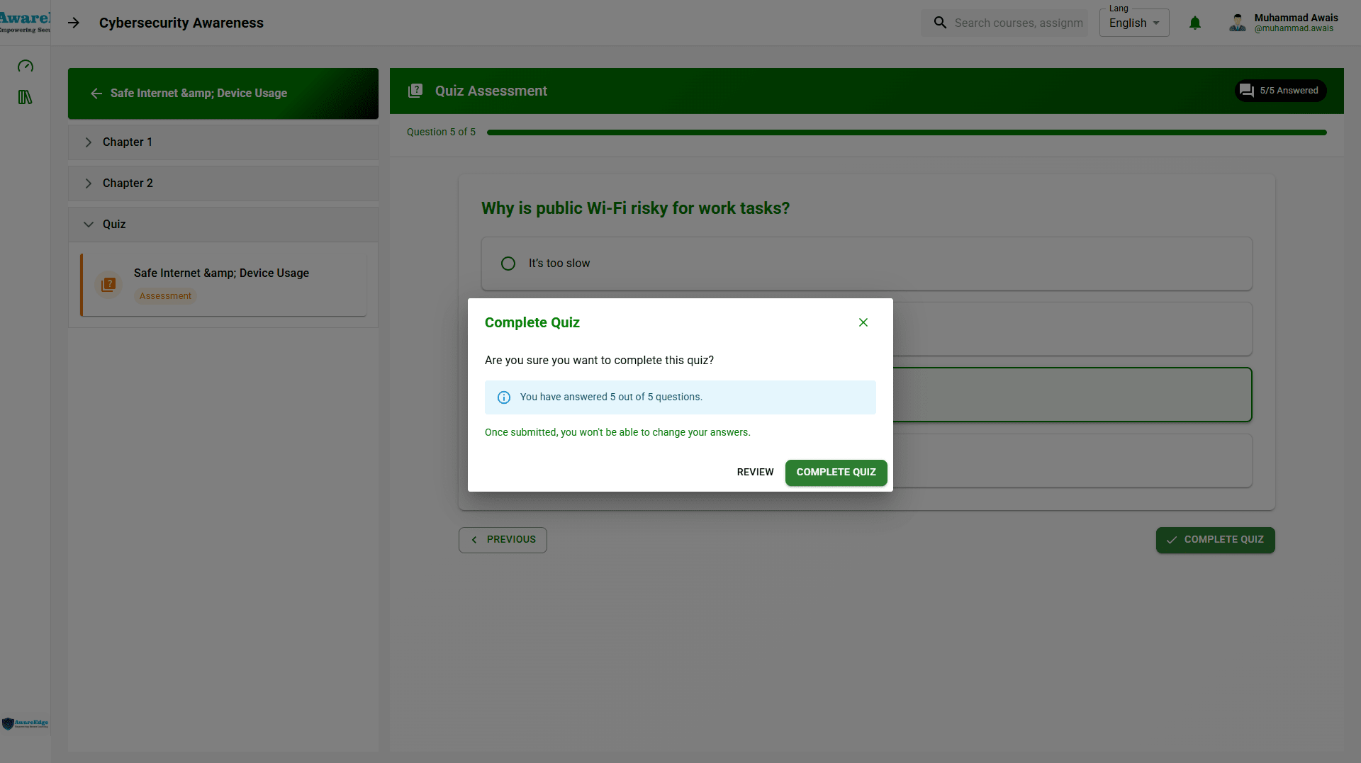 Aware Edge — Learning Management System (LMS) admin and learner portal screenshot 5