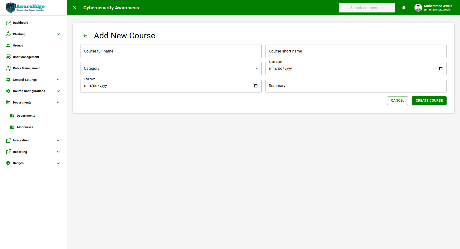 Aware Edge — Learning Management System (LMS) admin and learner portal screenshot 8