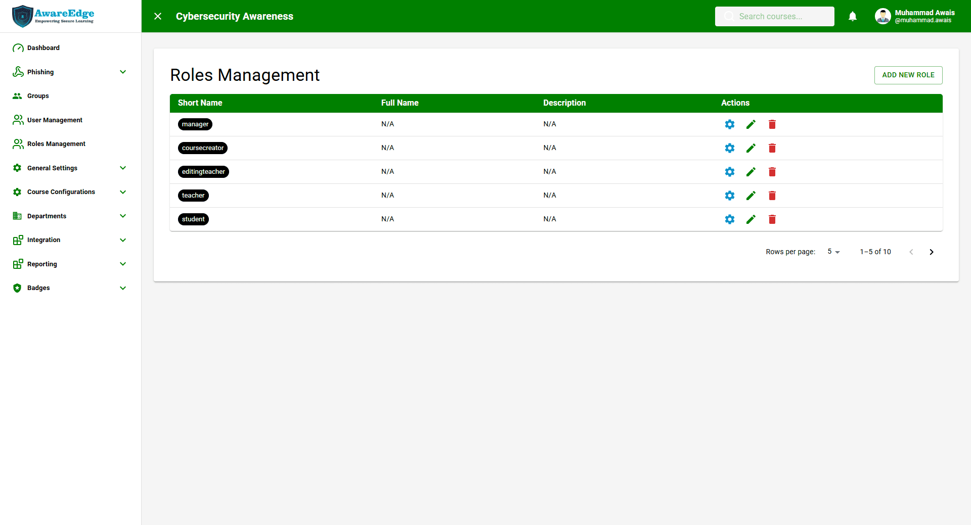 Aware Edge — Learning Management System (LMS) admin and learner portal screenshot 10